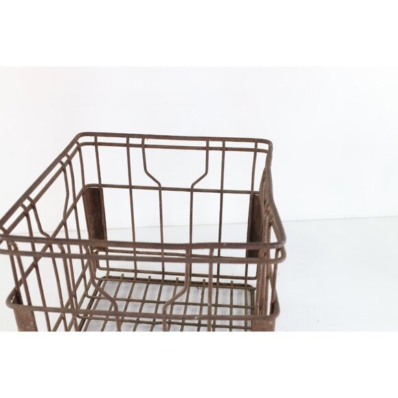 Vintage 40s 50s Distressed Steel Milk Crate Holder Country Farmhouse USA - Picture 8 of 9